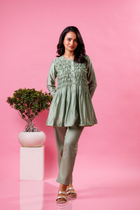 Panna set green kurti pant set elegant ethnic outfit