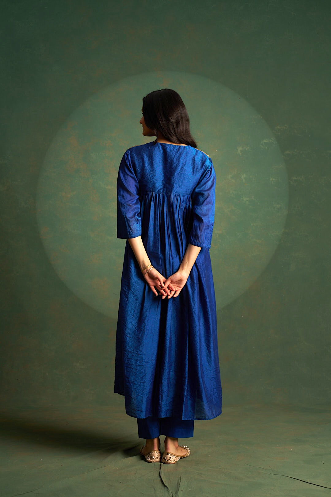 Cobalt Blue Choga Embroidered Kurta Set (Set of 3)