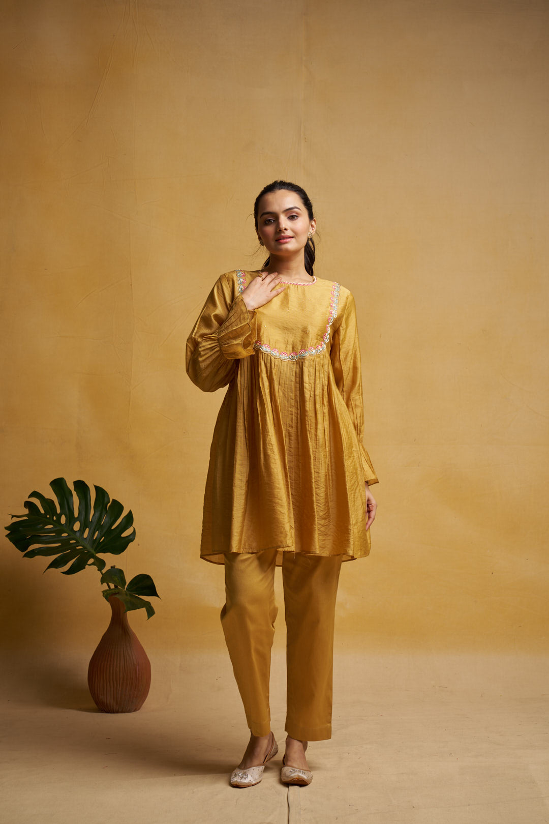 Mustard Yellow kurta co-ord set for women