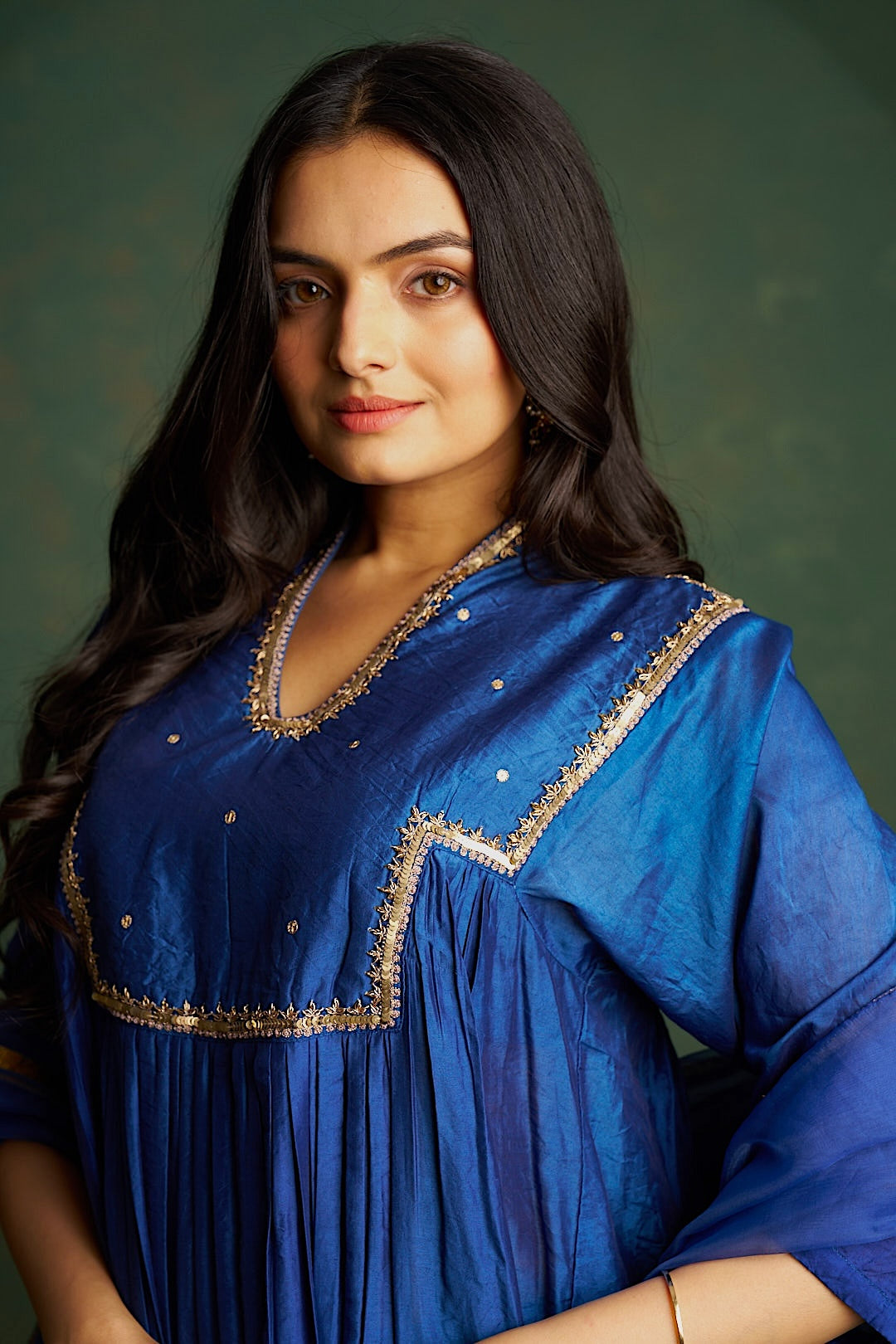 Cobalt Blue Choga Embroidered Kurta Set (Set of 3)