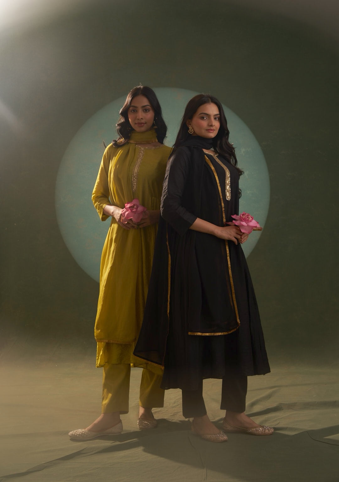 Sublime Green Choga Embroidered Kurta Set (Set of 3)