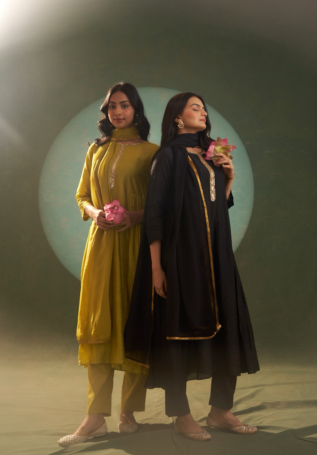Sublime Green Choga Embroidered Kurta Set (Set of 3)