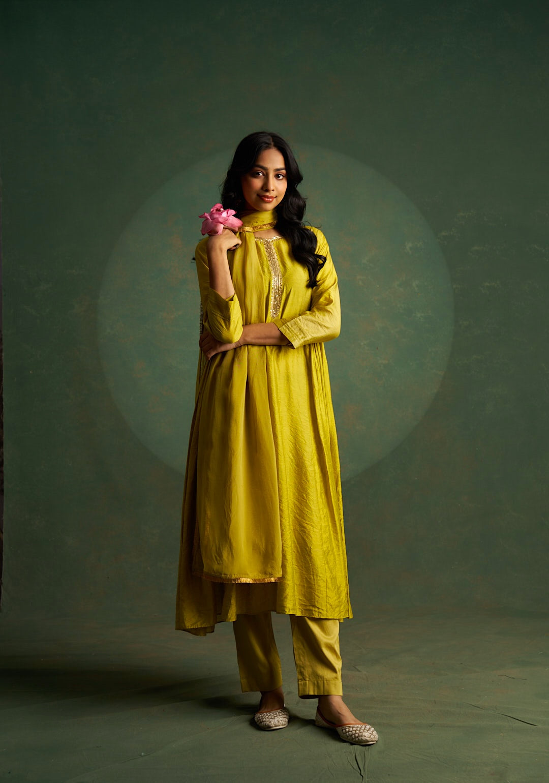 Sublime Green Choga Embroidered Kurta Set (Set of 3)