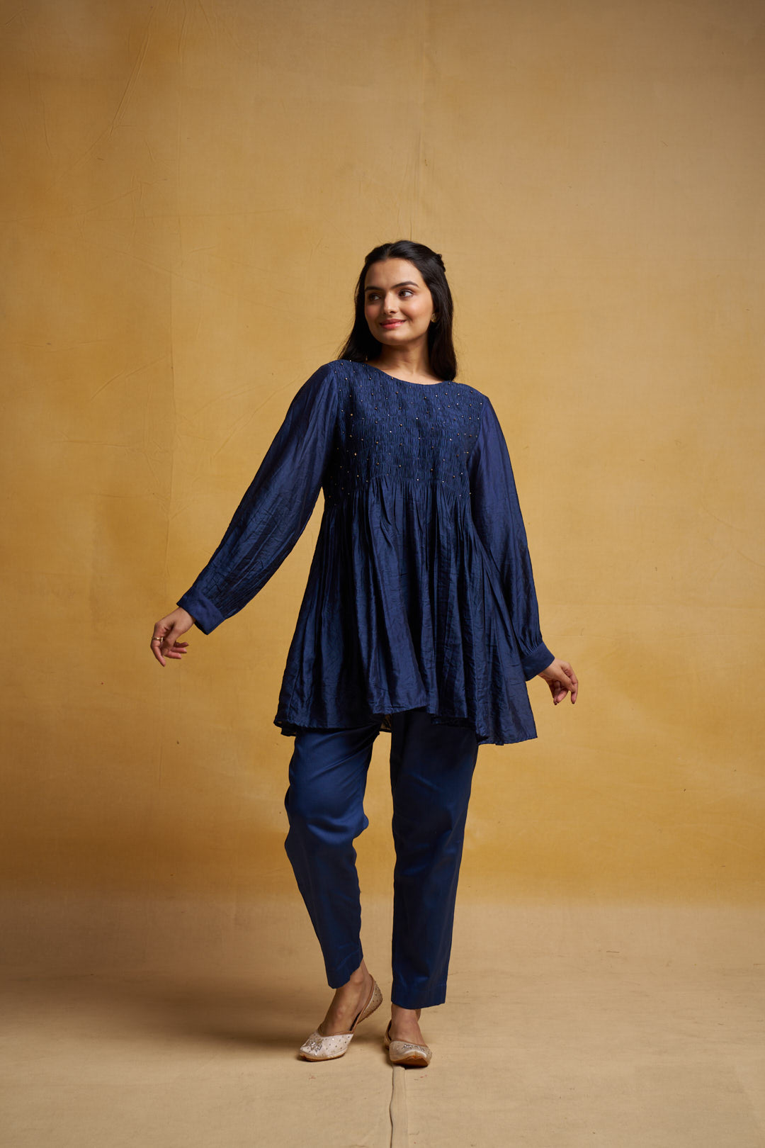 Indigo Smocked Set