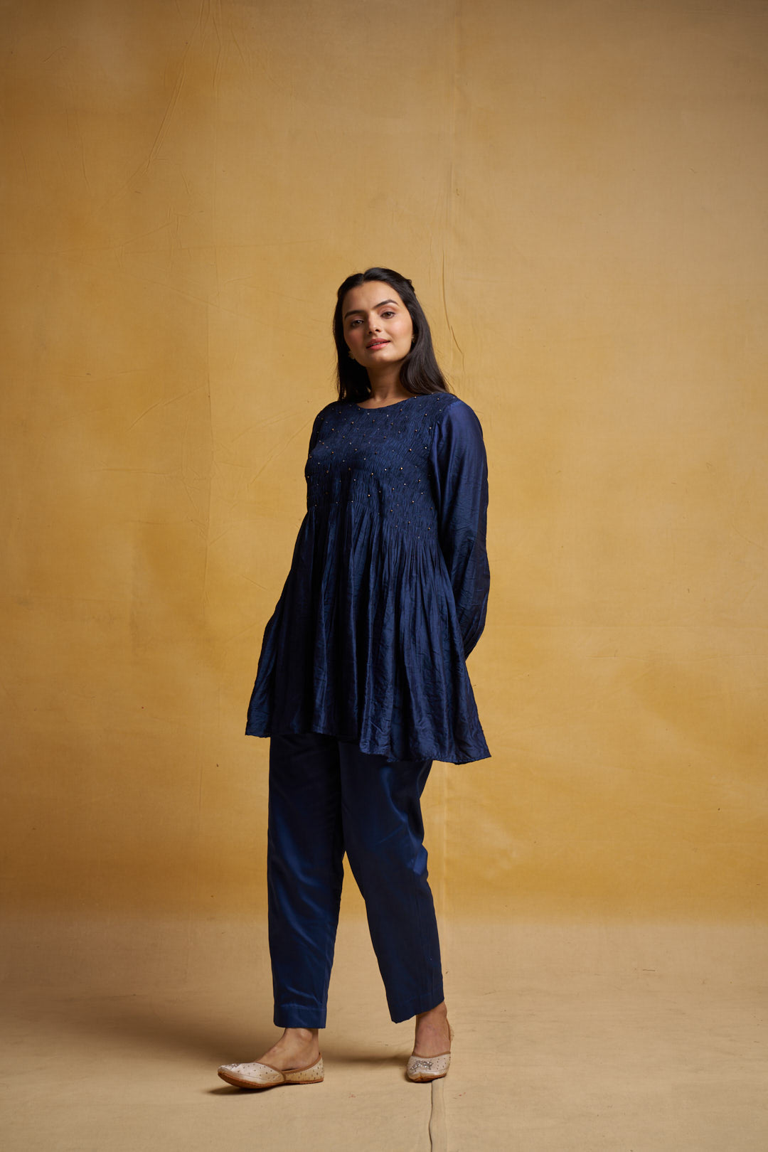 Indigo Smocked Set