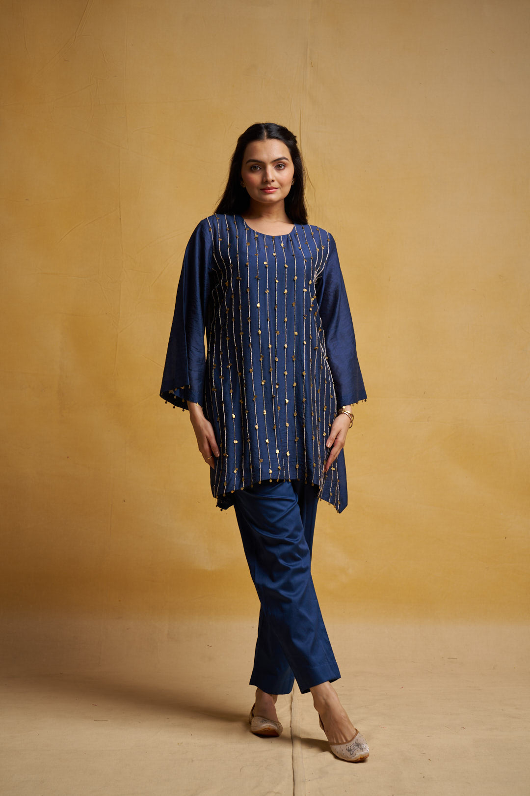 blue hand embroidered co-ord set