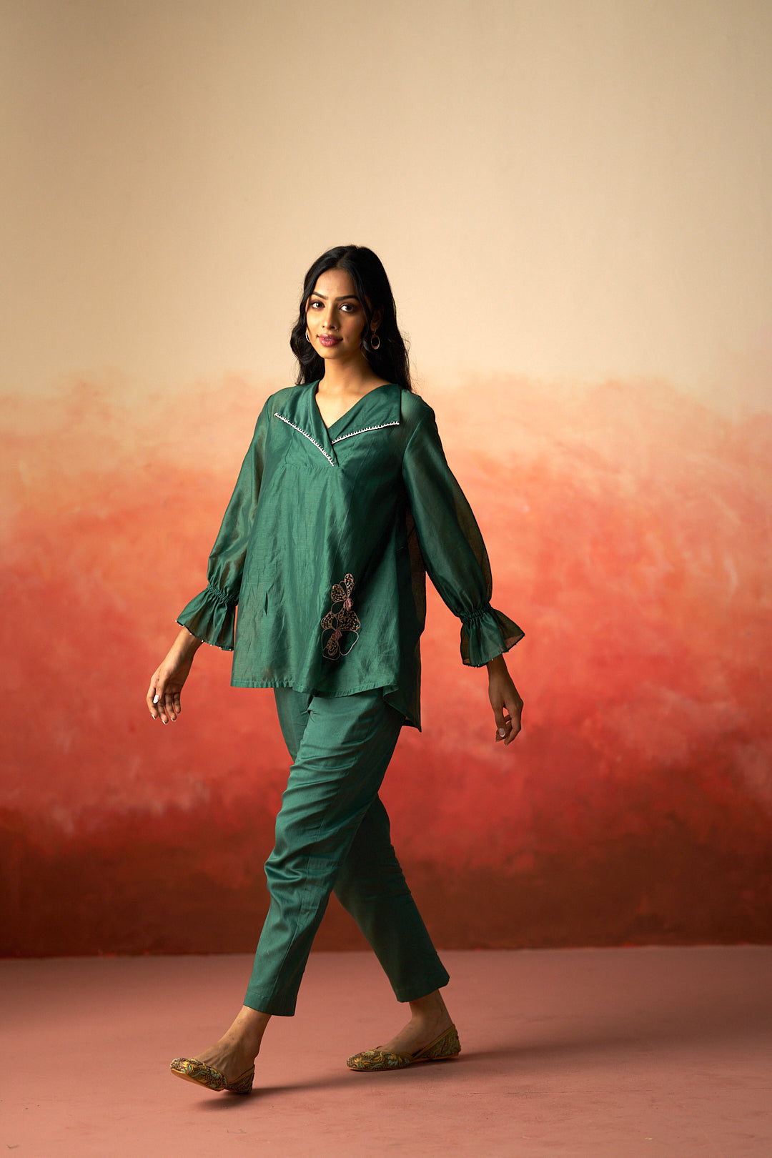 dark green Kurta Set for Women Without Dupatta
