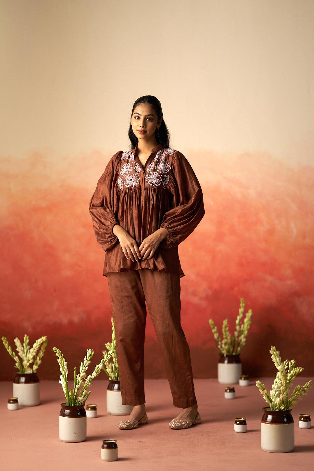 Brown Kurta Set for Women Without Dupatta