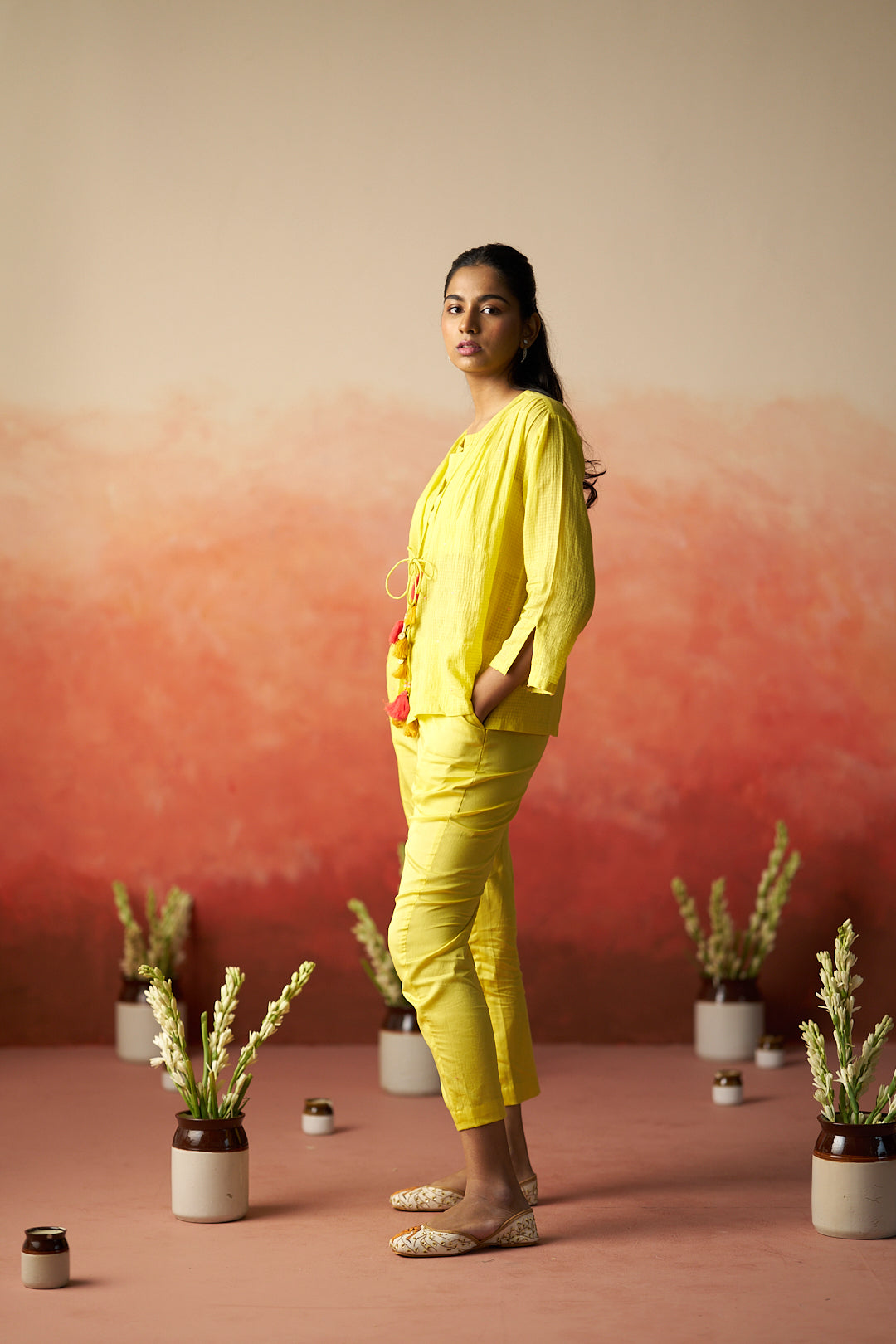Yellow Ethnic co-ord set for women