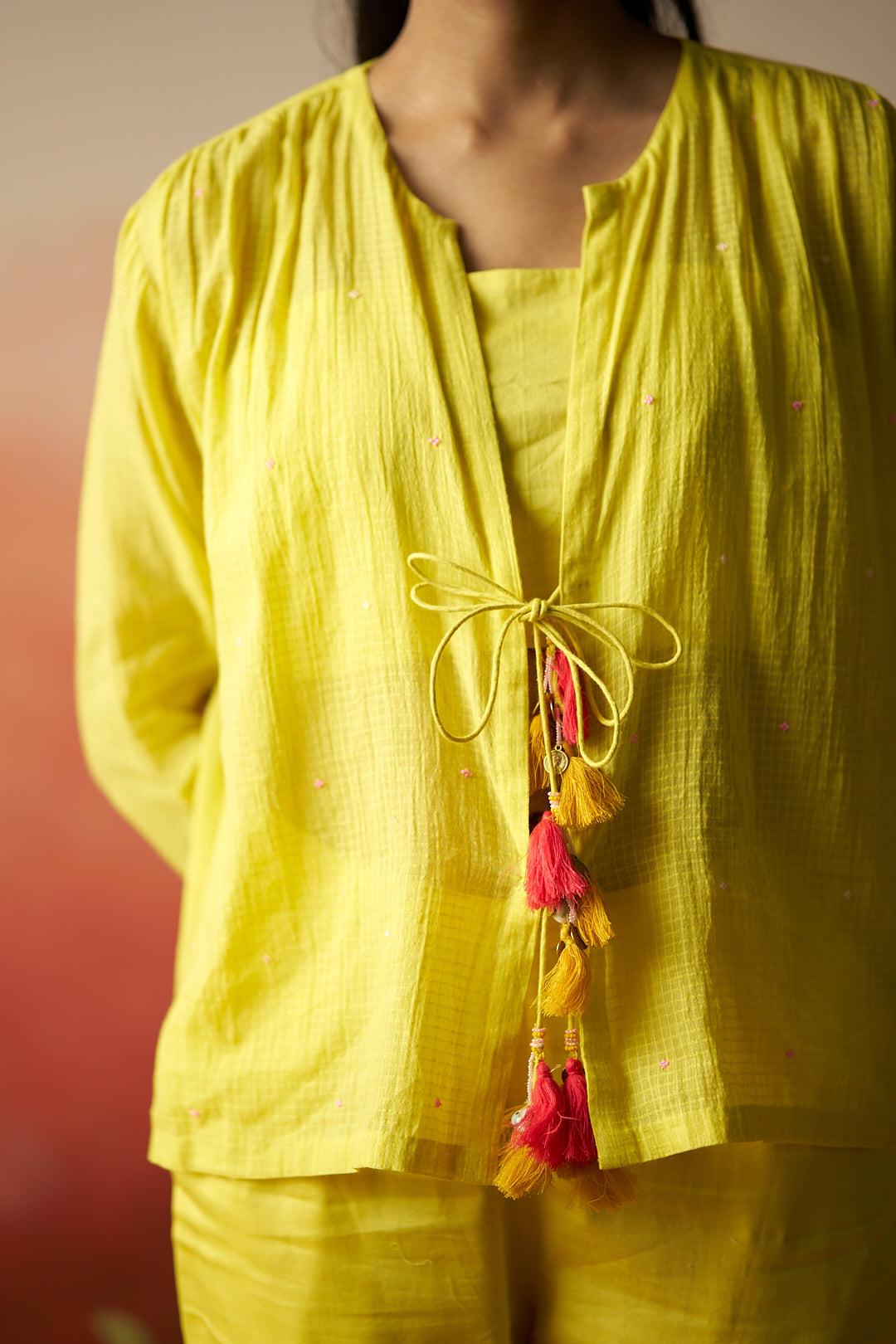 Premium yellow cotton kurta set