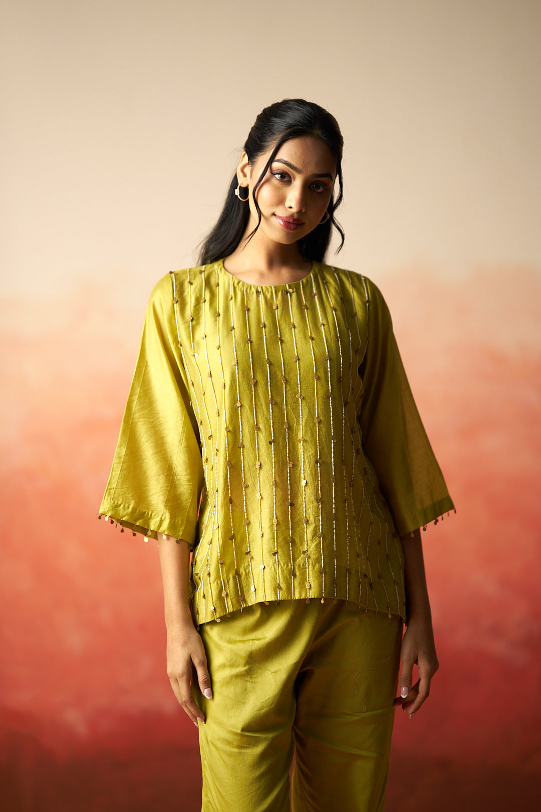 Green embroidered co-ord set
