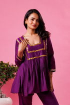 Purple kurta pant set for women festive wear
