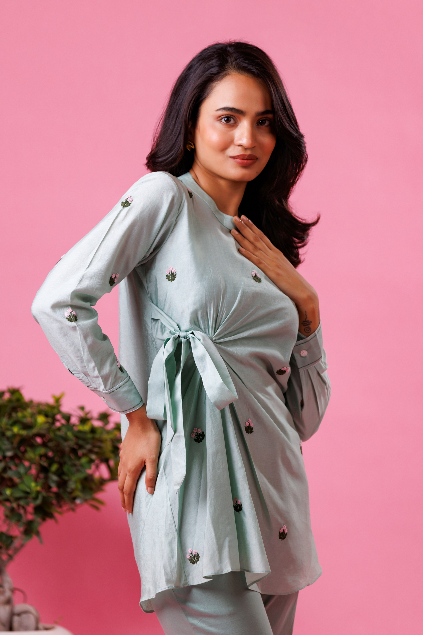 Women’s stylish pastel blue co-ord set festive wear