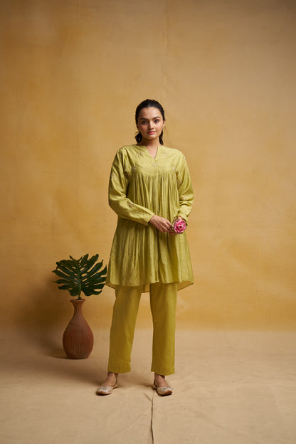 Lime kurta co-ord set for women