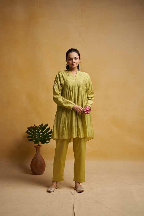 Lime kurta co-ord set for women