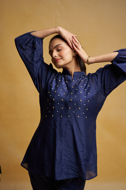 Persian Blue embroidered kurta set