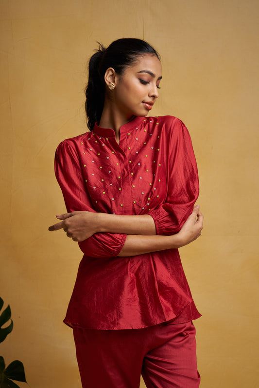 Red Women’s traditional co-ord set