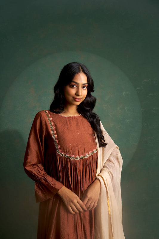 Brown Choga Embroidered Kurta women