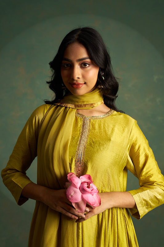 Green Choga Embroidered Kurta women
