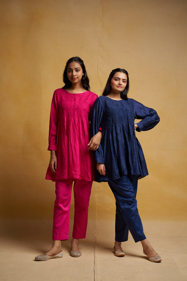 Indigo Smocked Set