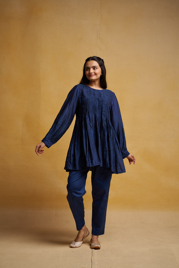 Indigo Smocked Set