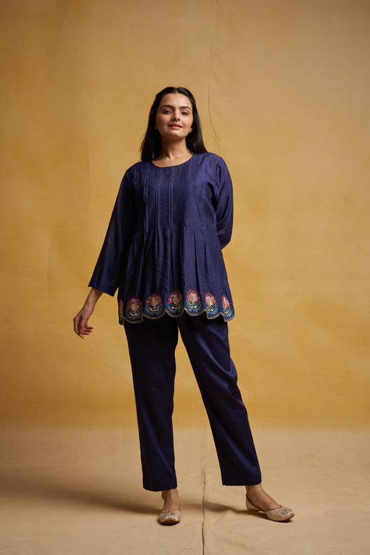 blueberry embroidered co-ord kurta set