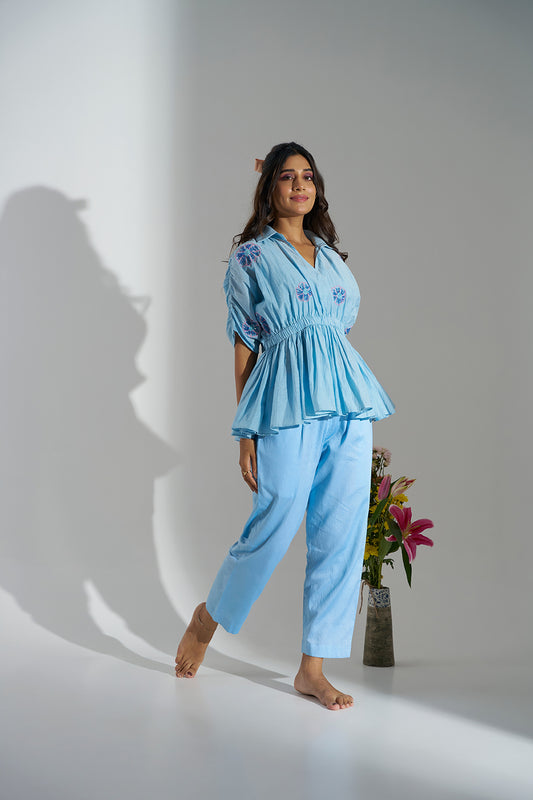 Sky Blue Ethnic Co-ord Set for Women