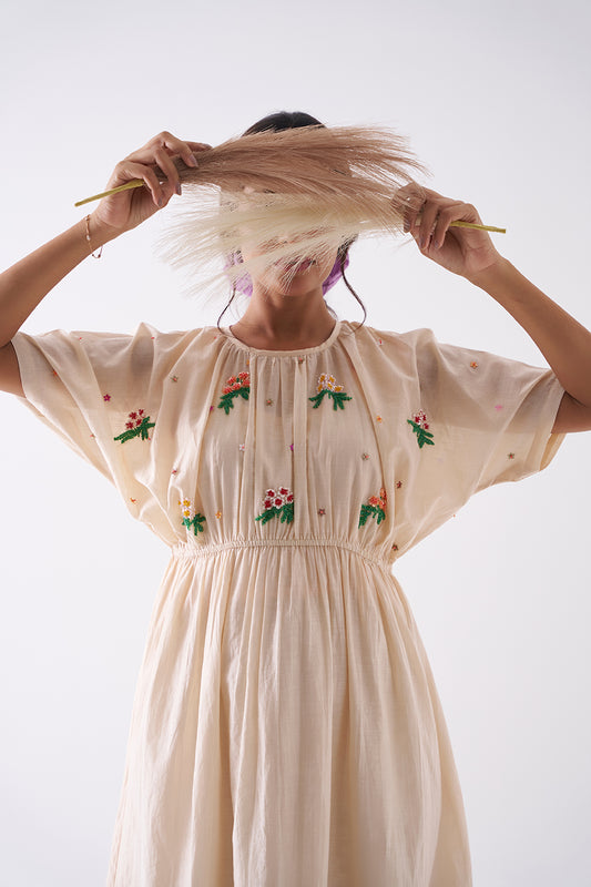 Beige Flower Dress for women