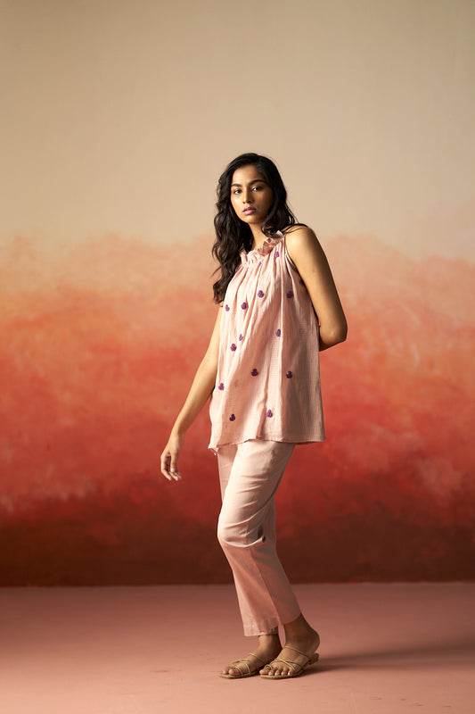 Peach Bloom Kurta Set for Women