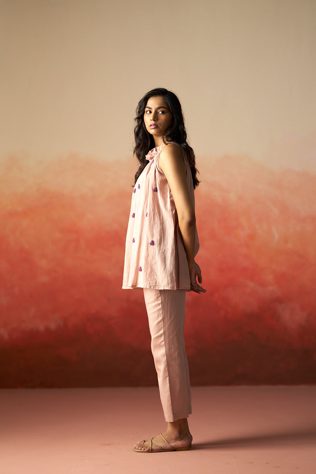 peach Kurta Set for Women Without Dupatta