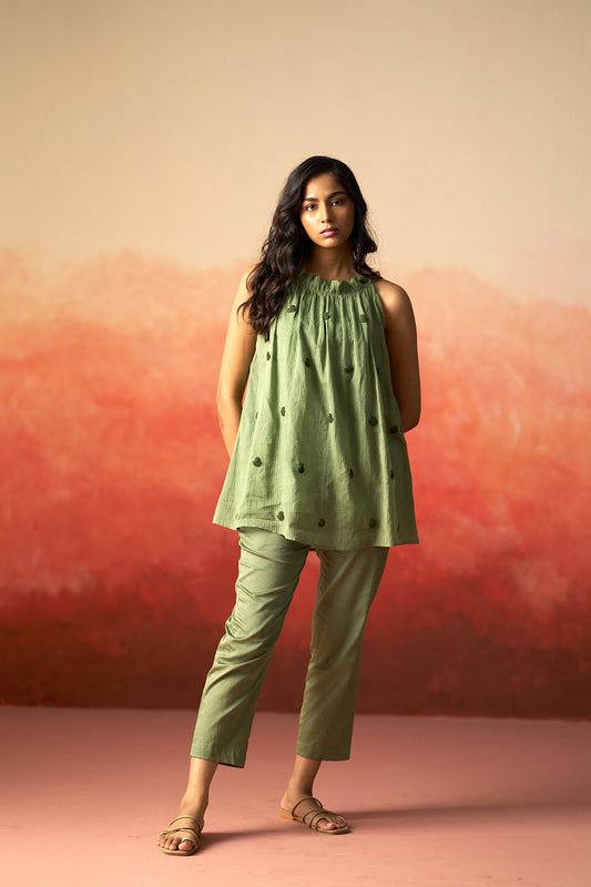 light green embroidered co-ord set