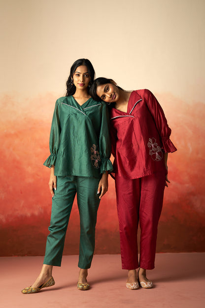 dark green co-ord set for women