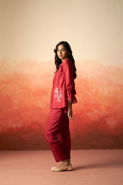 maroon co-ord set for women