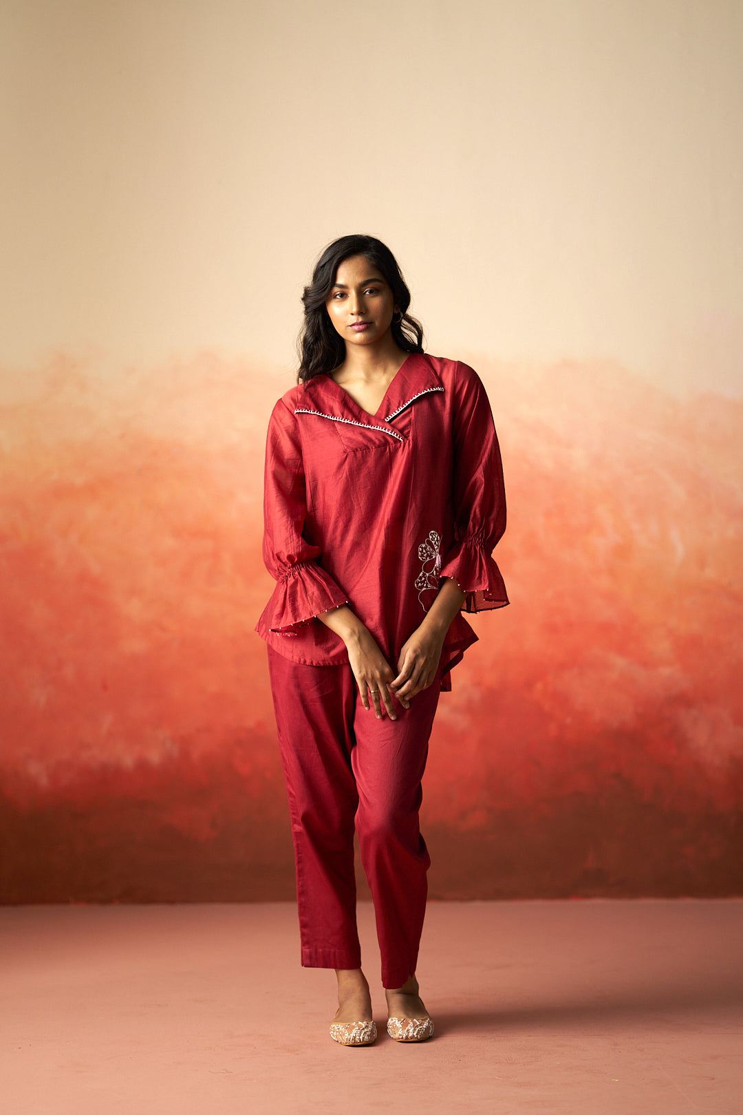 Maroon kurta set for women without dupatta