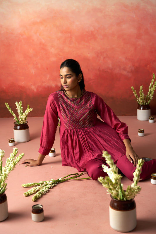 Maroon kurta co-ord set