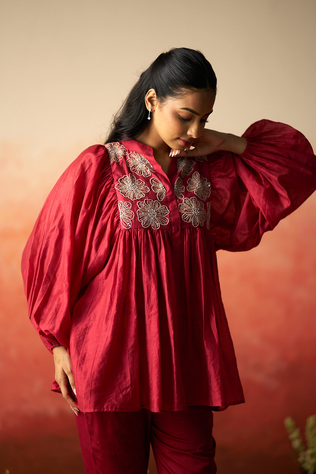 Maroon Kurta Set for Women Without Dupatta