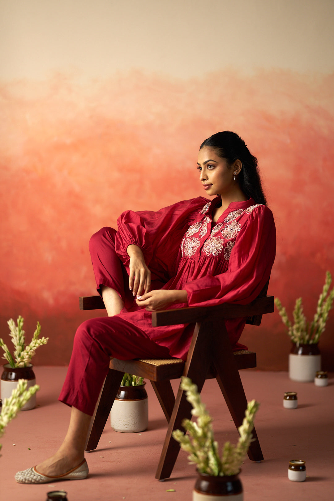 Maroon co-ord set for women