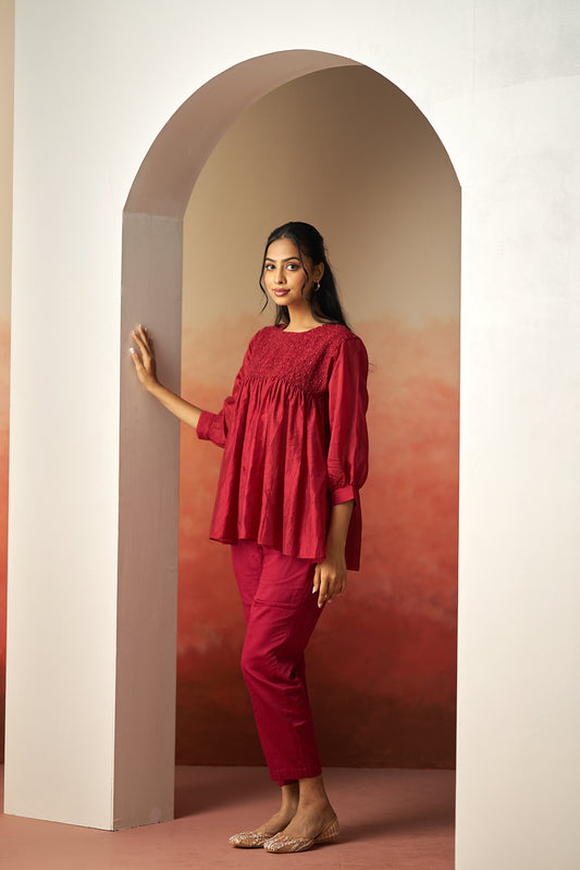 Red kurta set for women without dupatta