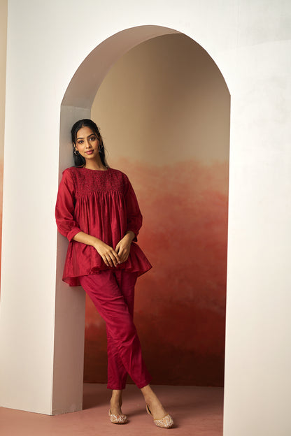 red co-ord set for women