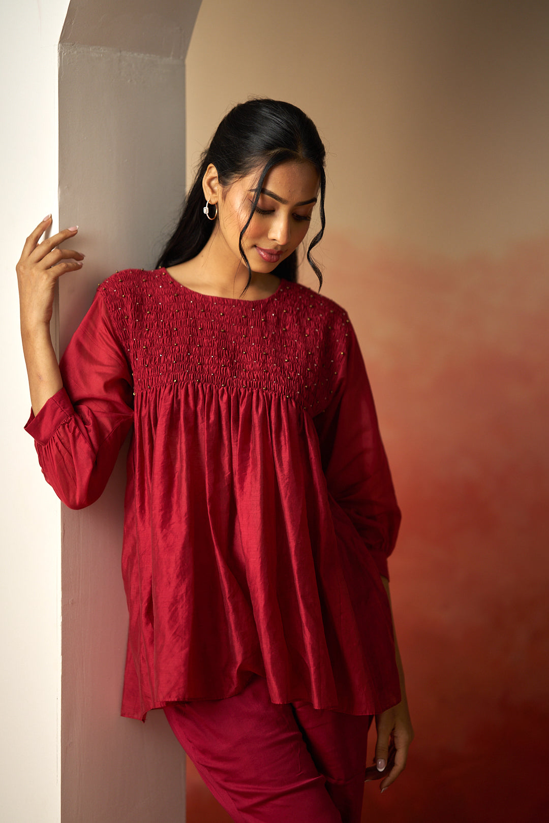 Premium red embroderied kurta set