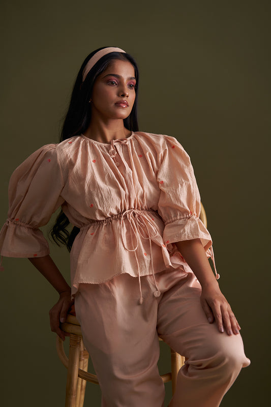 Peach Peony Co-ord Set for Women